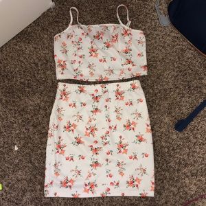 two piece mini skirt and crop top set